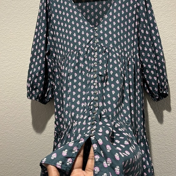 J.Crew Small Floral V-neck Cotton Voile Blue Dress Best Buds Lightwt oversized - Picture 10 of 11